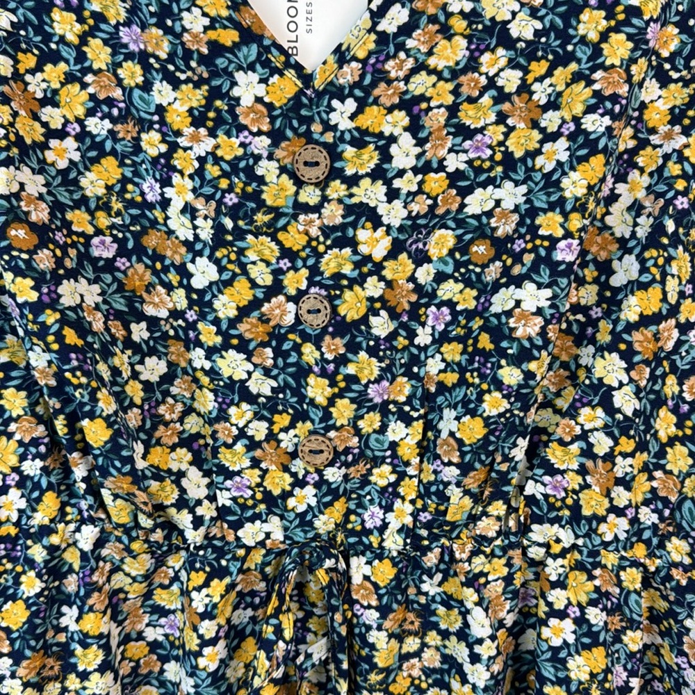 BloomChic Floral V Neck Elastic Waist Sleeveless Pocket Dress Plus Size 2X - Picture 4 of 7